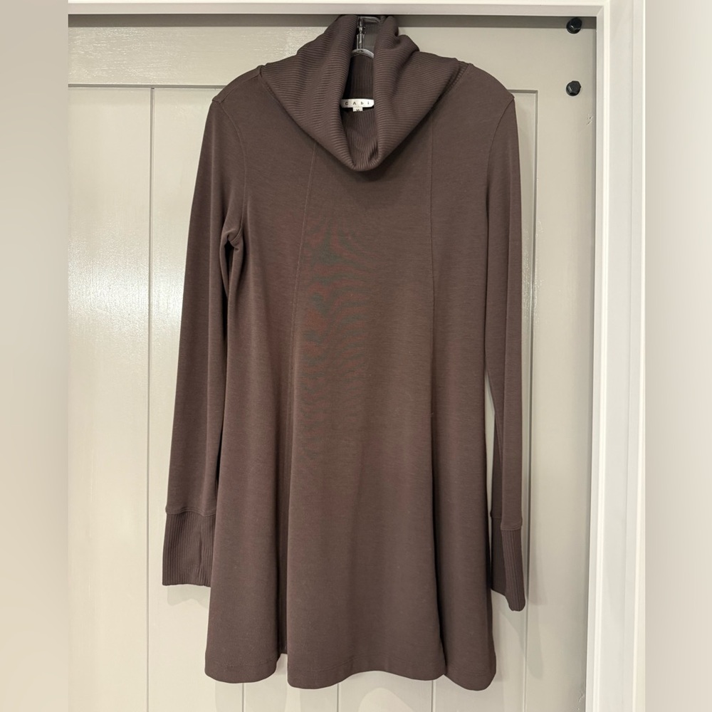 CAbi Brown Long Sleeve Midi Knit Casual Workwear Womens Career Dress M